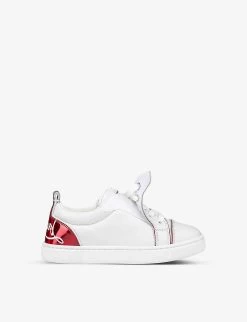 Christian Louboutin Funnyto Logo-print Leather Low-top Trainers 4-9 Years -Kid Couture R04206910 BIANCO ALT05