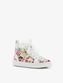 Christian Louboutin Funnytopi Graphic-print High-top Leather Trainers 4-9 Years -Kid Couture R04206915 MULTI ALT02