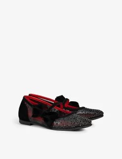Christian Louboutin Melodie Strass Rhinestone-embellished Mesh Pumps 4-9 Years -Kid Couture R04206920 BLACK ALT02