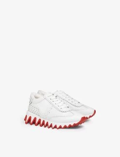 Christian Louboutin Mini Shark Sculptural-sole Leather Low-top Trainers 4-9 Years -Kid Couture R04206922 BIANCO ALT02