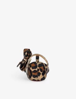 Christian Louboutin Lou Babe Leopard-print Silk Crepe and Leather-blend crib Shoes 0-12 Months -Kid Couture R04206924 BROWN ALT03