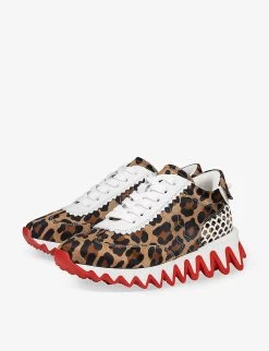Christian Louboutin Mini Shark Leopard-print Chunky-sole Trainers 4-9 Years -Kid Couture R04206926 BROWN ALT02