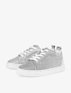 Christian Louboutin Funnyto Glitter-leather Low-top Trainers 4-9 Years -Kid Couture R04206928 SILVER ALT02