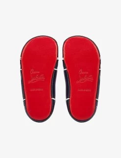 Christian Louboutin Baby Funnyto Logo-print Leather High-top Crib Shoes 0-12 Months -Kid Couture R04206930 NAVY ALT03