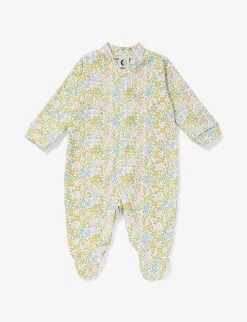 Floral-print Long-sleeved Cotton-jersey Body 0-12 Months